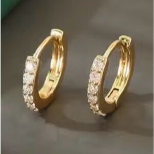 Set Of Two Pairs of Gold & Silver Pave Huggies